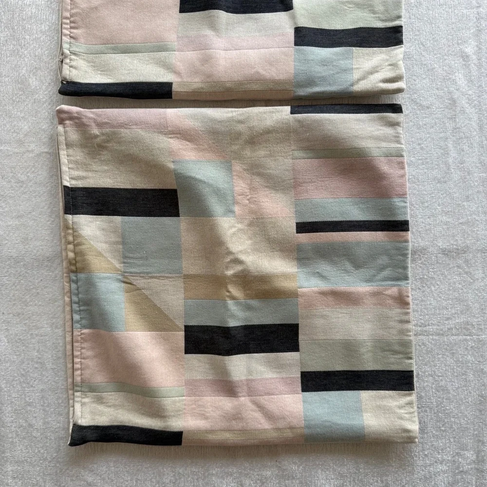 2pc IKEA LYKTBÄRARE Cushion Covers Set Geometric Patchwork Pink Sage
